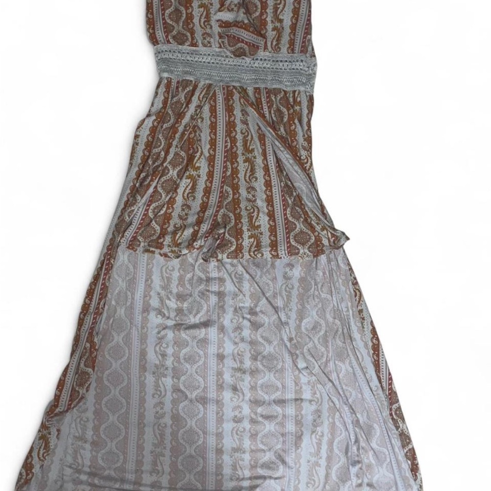 No Boundaries High Low Dress in Brown and Cream